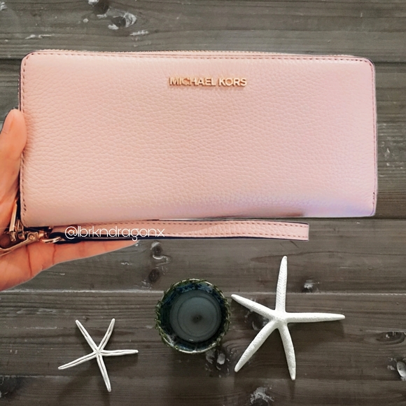 MK Michael Kors Leather Wallet Blush Kors Wallet Soft Pink Blush Leather NWT - Picture 14 of 15
